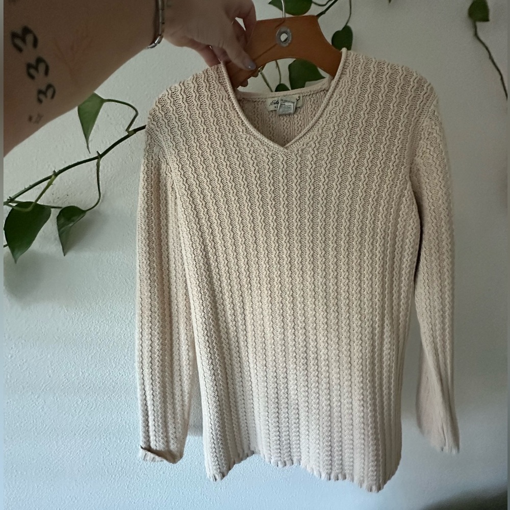 V-Neck Cream Sweater